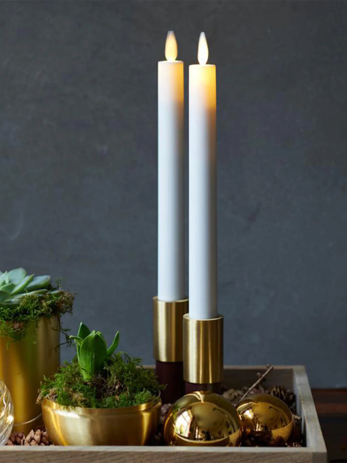 DomoStil™ Battery-operated LED Candle Sara Crown, Set of 2
